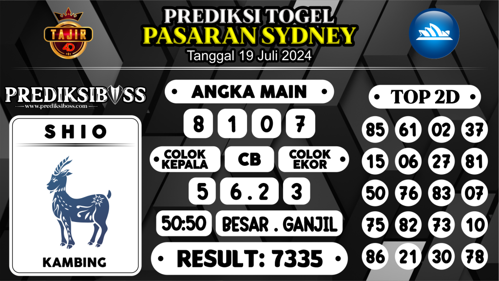 https://prediksibossjauh.com/prediksi-boss-togel-sidney-jumat-19-juli-2024/