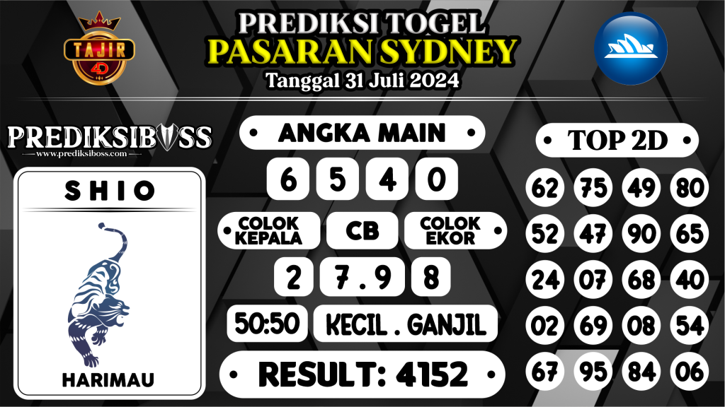 https://prediksibossjauh.com/prediksi-boss-togel-sidney-rabu-31-juli-2024/